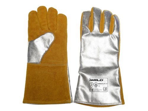 ALUKEVLAR Hegesztő védőkesztyű, bélelt, ALUMINIZÁLT kézháttal 14"